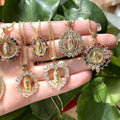 Charm Jewelry 2021 Ins Hot Cz Diamond Jade 18k Gold Women Guadalupe Virgin Mary Necklace Around Diamond