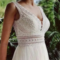 S1168T 2024 Spring Season High Quality Elegant Bohemian Style A-Line Wedding Dress Royal Design Satin Lace Pattern Waistline