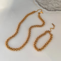 2023 Dazan New 18k Gold Plated Tarnish Free Stainless Steel Vintage Corn Twist Necklace Indian Luxury Jewelry Set for Women
