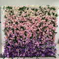 Luxury Wedding Decoration Handmade Wholesale 7d Purple Pink Rose Flower Panel Backdrop Artificial Silk Flower Wall for Sale
