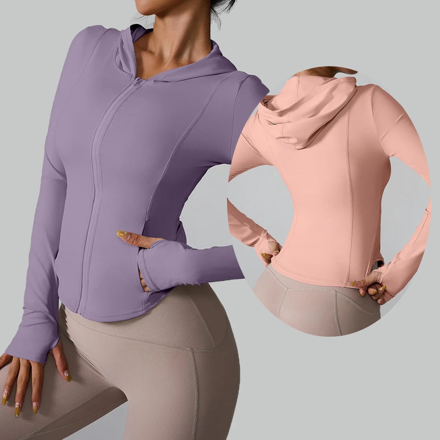 YIYI Custom Long-sleeved Finger Hole Women Sports Jacket Summer Fashion Women Hoodie Pockets Quick-dry Zipper Women Yoga Jacket