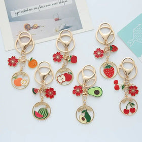 Fashion Alloy Avocado Strawberry Cherry Keychain Cute Fruit Promotion Other Keychain Accessories Pendant Enamel Metal Key Chains