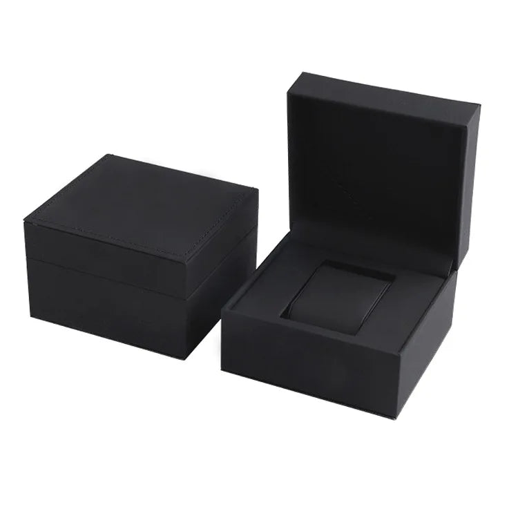 Wholesale 11.5*11*7.3CM Watch Box Custom Logo Luxury Black PU Leather Watch Box