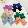 Fashion New Design Wild Solid Color Wholesale Women Hair Accessory Handmade Custom Fabric Cover Bow Pearl Hair Clip