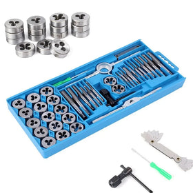 40 Piece Tap and Die Set Case Tapping Threading Chasing Repair Metric Tap and Die Screw Extractor Set