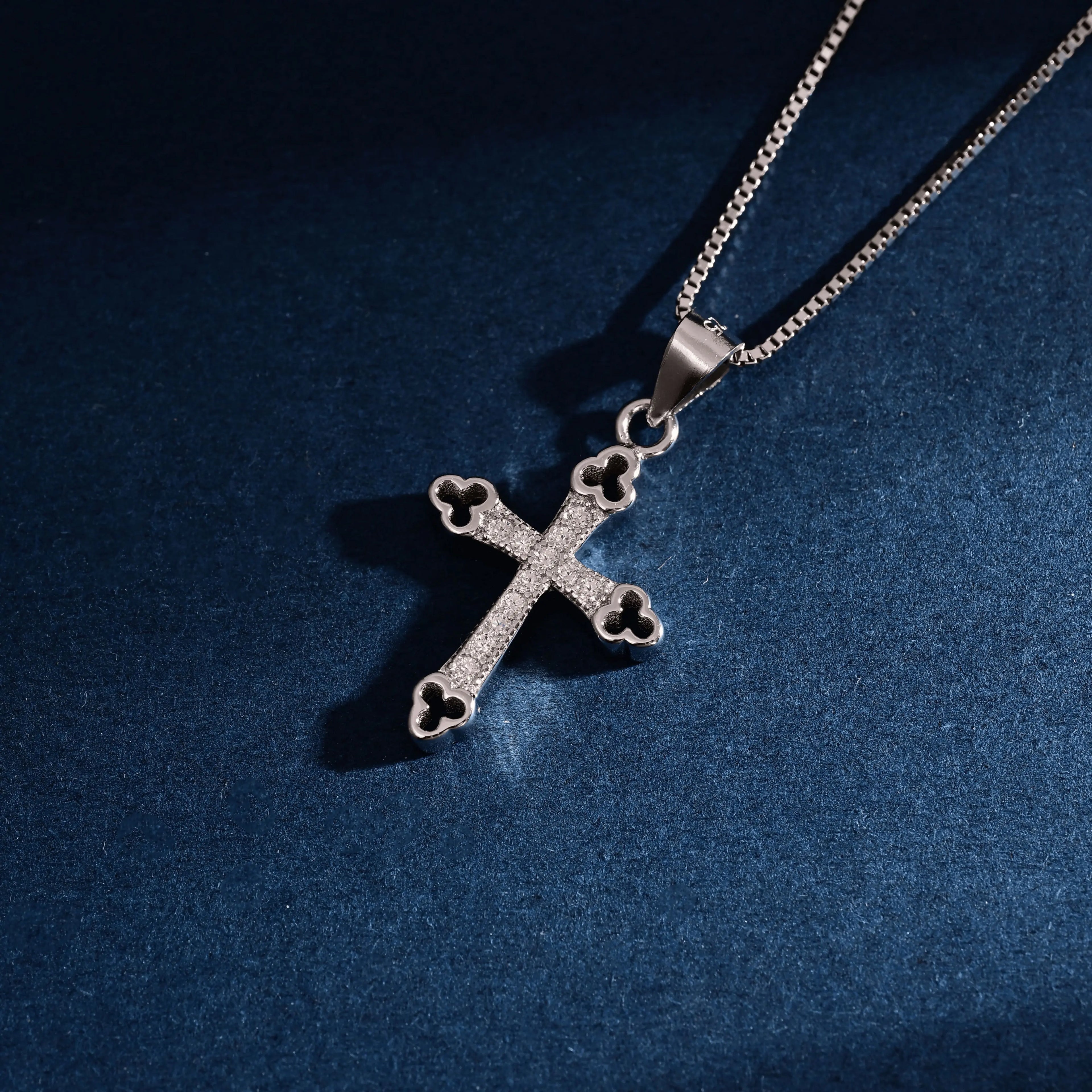Wholesale Pendant Jewelry Rhodium Plated Cubic Zirconia Cross God Retro Pendant 925 Sterling Silver Fine Jewelry Pendant