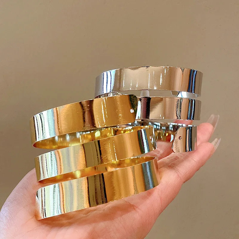2024 New Arrival Fashion Jewelry Metal Three-layer Geometric Bracelet Exaggerated Design Trendy Cuff Indian Bangles Bracelet