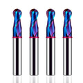 AZZKOR 2F Endmills Color-Ring Blue Nano Coating Tungsten Carbide Ball End Milling Cutter for CNC