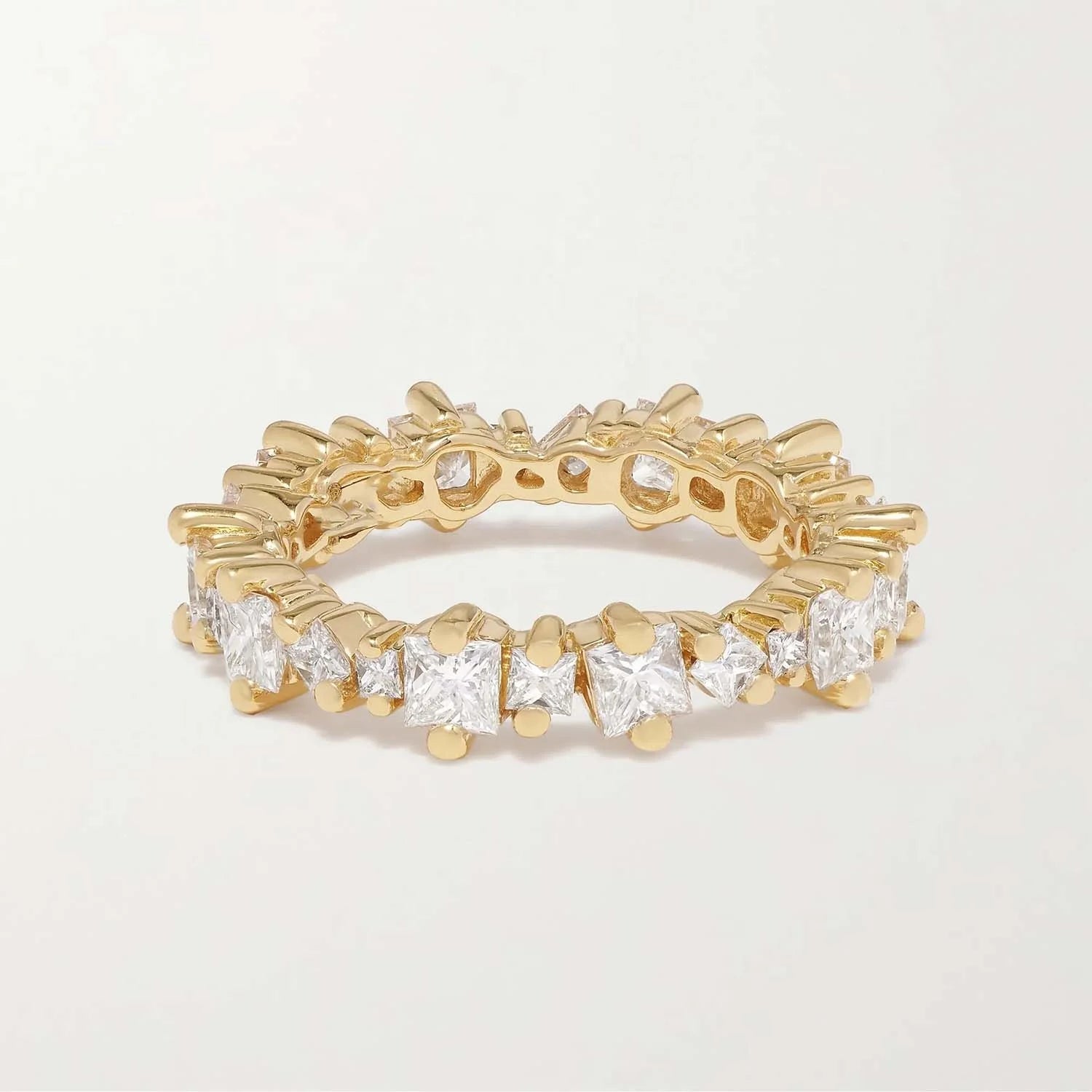 LOZRUNVE Fashion 18k Gold Vermeil New Design Princess Cut Square CZ Eternity Ring 925 Sterling Silver