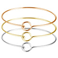 Cheap Wholesale Simple Classic High Polish Silver/Gold/Rose Gold Plated Stainless Steel Expandable Open Cuff Wire Bangle Unisex
