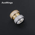 R033  New CZ Cuban Ring Brass Gold Silver Color Cubic Zircon Iced  RING Fashion Hip Hop Jewelry