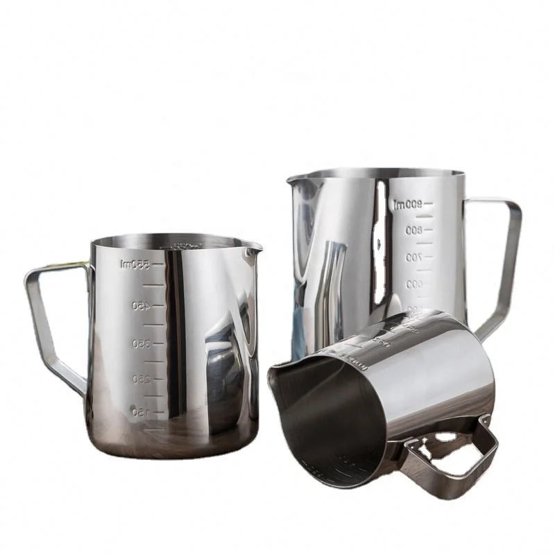 Hot Selling Oblique Stainless Steel Thickened  Pointed Mouth Latte Cup Coffee Milk Frothing Pitcher Jug