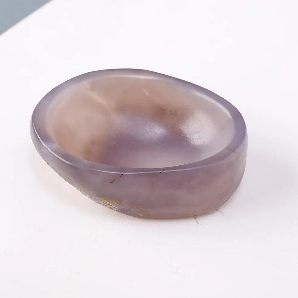 Natural Carved Crystal Bowl Agate Bowl Healing Stone Crystal Crafts Home Decoration
