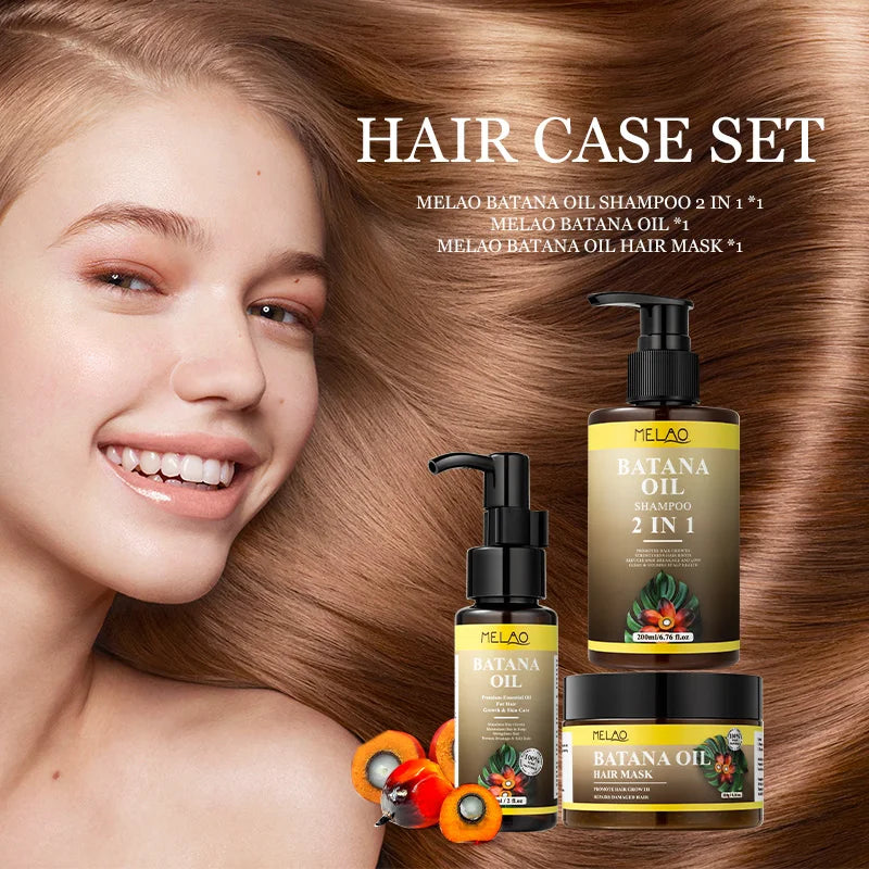Custom Logo 3pcs Hair Care Set Oil Batana Naturel Batana Conditioner Shampoo Butter Batana Oil Original Set