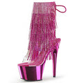 Transparent Fringe Crystal Models Platform Exotic Dancer Boots Thin Heel 17cm Pole Dance Fish Mouth 7inch Tassels High Heels