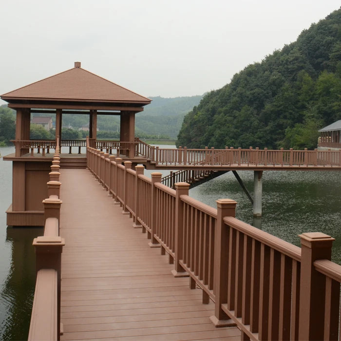 Eco Friendly Outdoor Decorative Terrace Designs Handrails Balcony Balustrades Wood Plastic Composite Wpc Railing