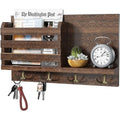 Wooden Wall Shelf With Cloth Hook Entryway Organizer Coat Hooks Key Rack Mail Holder
