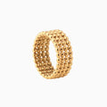 Trendy Wholesale 18K Gold Plated 4 Rows Beaded Dots Custom Stacking Band Brass Ring for Unisex Jewelry