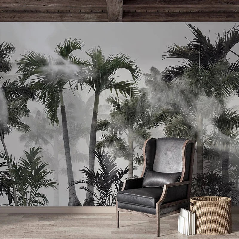 Luxury Walls Paper Rolls Nature Waterproof Flower Home Decoration 3D Wood Tropical Mural Wallpaper