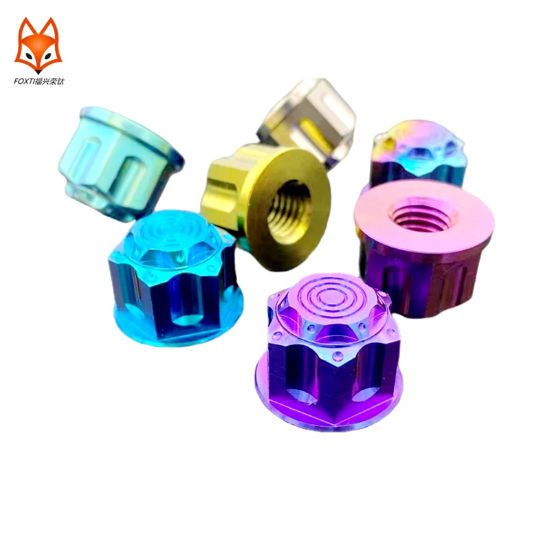 Hot Selling and Durable Quality Titanium Alloy GR5 Nuts Flanged Hex Nut Customized Color and Size M5 M6 M8 M10 M12 M14 M16