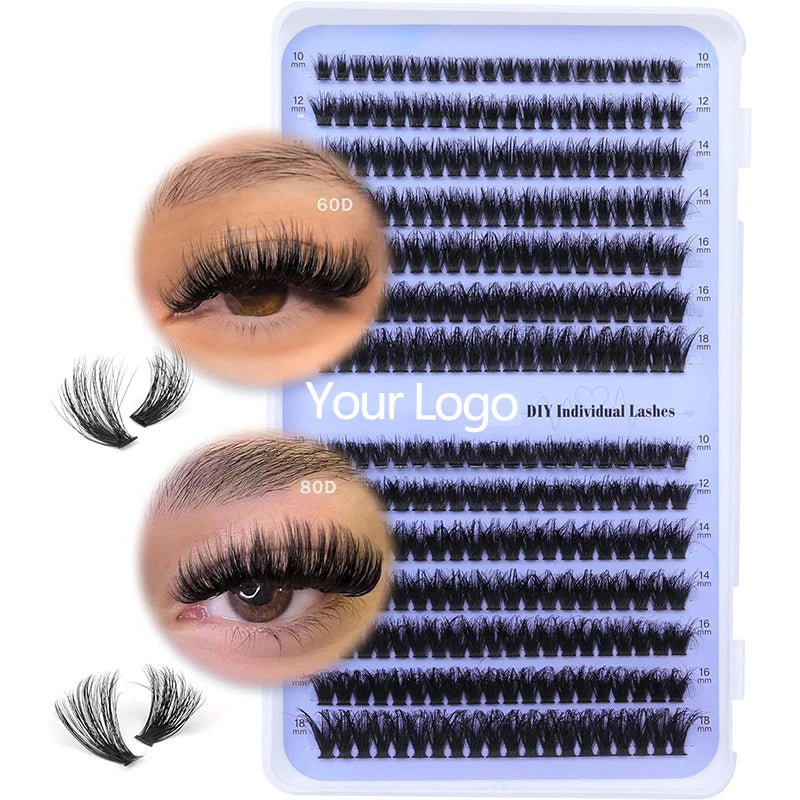 Soft Handmade Diy Clusters Lash Bond and Seal Pre Cut Segmented C D Curl Individual Eyelash Clusters Lashes Private Label