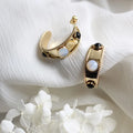 Luxury Lady Stainless Steel Acrylic  White Shell C Shape Cuff Hoop Women Earrings
