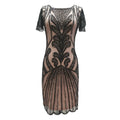 Vintage Women's 1920s Flapper Beaded Embroidery Mesh Flare Sleeve Sequin Cocktail Party Dress Knee Length Great Gatsby Dress