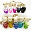 8ml Skeleton Skull Head Flat Shaped Colored Car Hanging Glass Perfume Bottle Air Freshener Wooden Lid