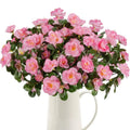 Artificial Silk Flower Azalea Primroses Bouquet Arrangements Greenery for Garden Porch Home Patio Wedding Entryway Decoration