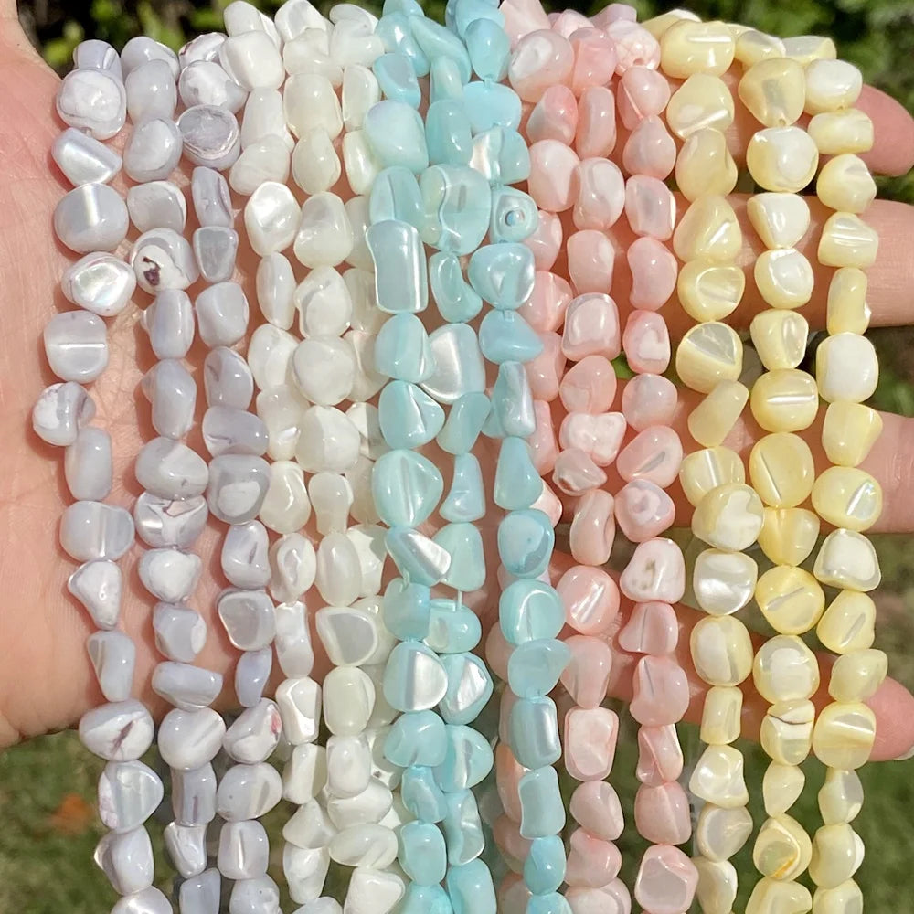 New 7-8mm Natural Colorful Seashell Beads Irregular Gravel Loose Spacer Beads for Jewelry Making DIY Bracelet Necklace Handmade