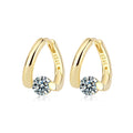 Huggie Earrings with Zircon Designs Jewelry Gold Plated Oval Shape Small Hoop Earring for Women Girls Simple Casual Gift