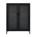 Modern Black Metal Side Cabinet Storage Cabinet with Knock Down Structure 2 Doors Multifunction for Kitchen & Hallway