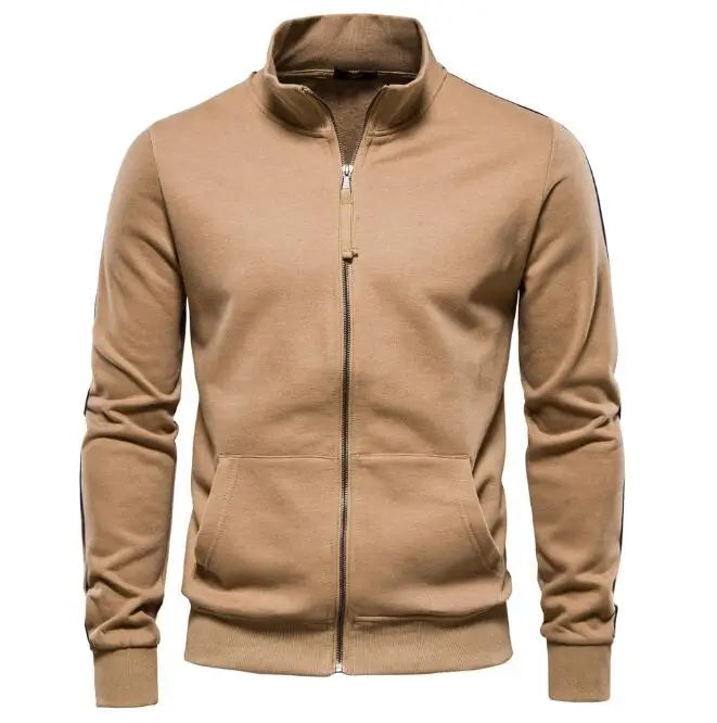 New Autumn Men's Stand Collar Long Sleeved Zipper Sweatshirt Versatile Men's Sports Casual Cardigan Wear