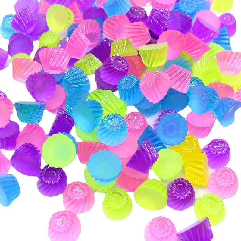 Jelly Colored Simulation Heart Pattern Pudding Candy Diy Resin Cabochon