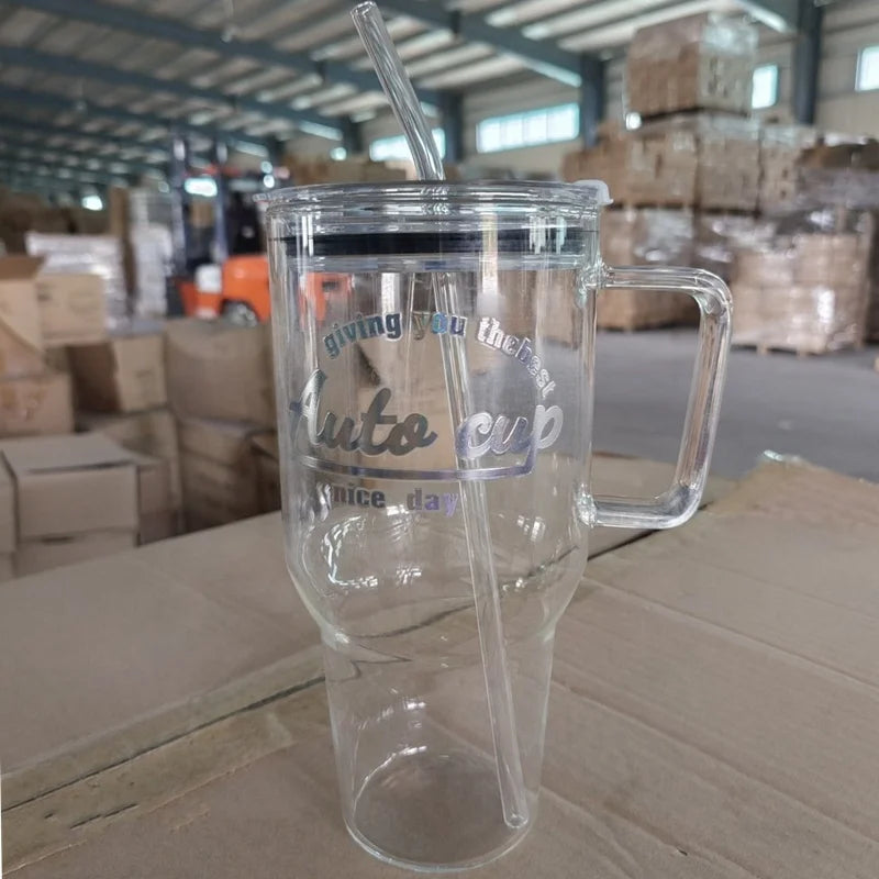 New Design 40 oz Large Water Bottle Tumbler With Handle Glass Smoothie Iced Coffee Cup Bottle for Pearl Bobo Bubble Tea