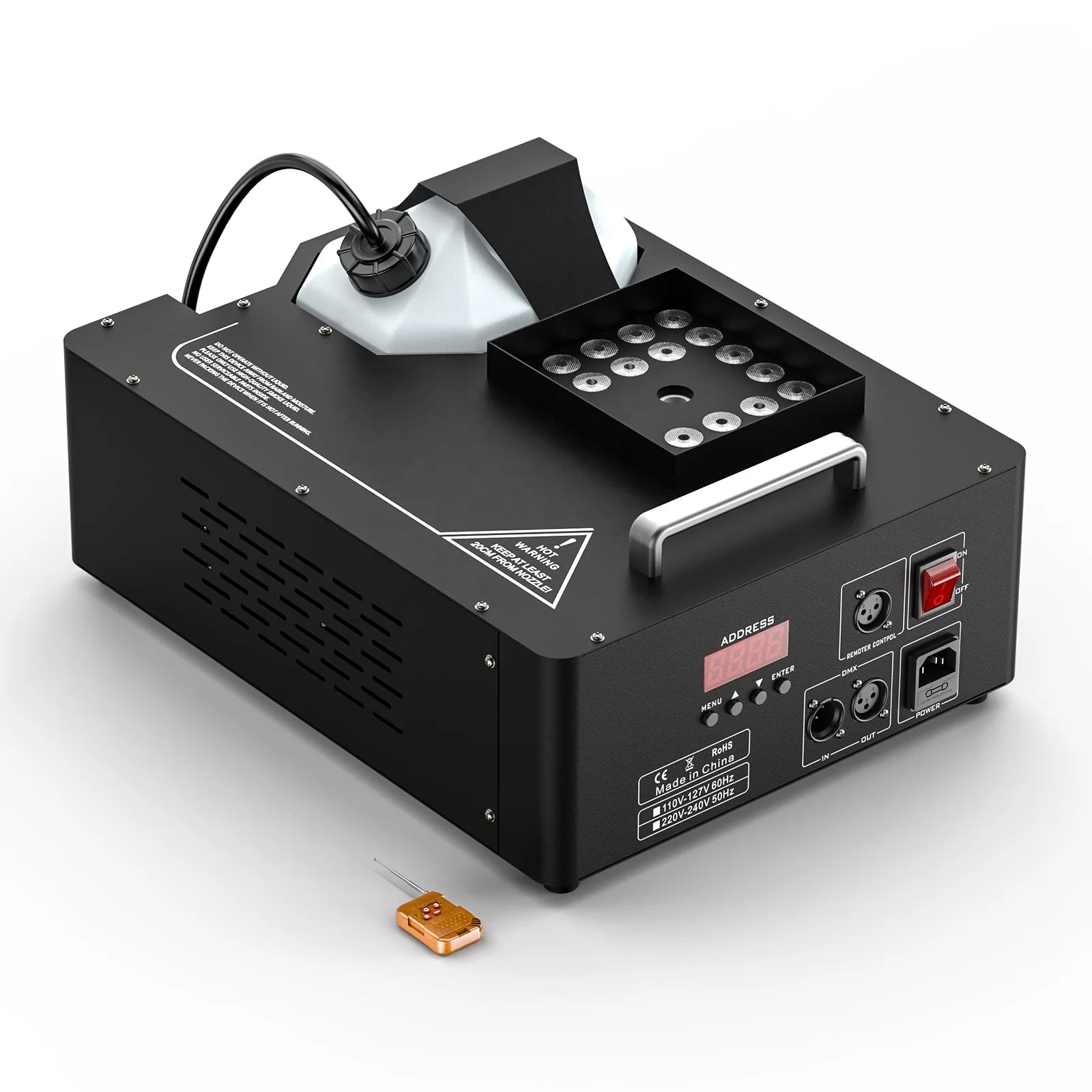 UKing 1500W Vertical Smoke Machine with Remote DMX Control 24LED RGB Lighting Effect Fog Machine