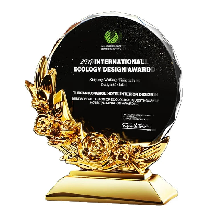 Pujiang Factory Direct Sale Resin Crystal Trophy with Custom logo Engraving