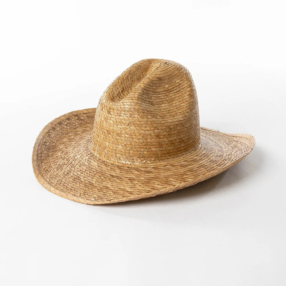 2025 Vintage Natural Palm Grass Large Brim Straw Hat Quality Cowboy Hat for Casual Spring Summer Outdoor Travelling Sunscreen