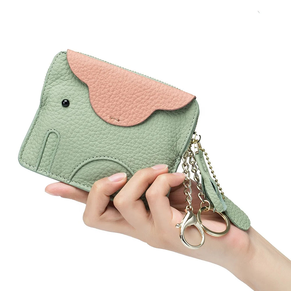 High Quality Genuine Leather Mini Coin Purse for Women New Design With Large Zip Closure Card Holder and Key Holder