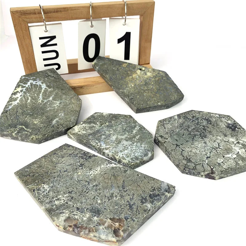 Hot Sale Natural High Quality Hand Craft Crystal Gemstone Raw Marcasite Agate Slice for Gifts