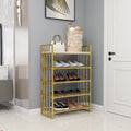 Luxury Simple Design Flat 5 Layer Tier Modern Durable Adjustable Metal Shoes Rack Gold Shelf Stand for Living Room Bedroom Hotel
