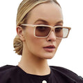 XY13079 Fashion Thin Leg Square Millet Nails Gradient Sunglasses Shades UV400 Trendy Vintage Rectangle Sunglasses for Men Women