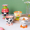 Solhui Korean Hand-made Ceramic Flower Shaped Irregular Dessert Ice Cream Cups