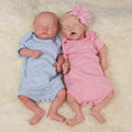 Silicone Twins Doll Reborn Baby Boy and Girl for Small Kids Toy Realistic Soft 12 Inch 31Cm Full Body Solid
