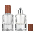 Luxury Perfume Bottle Transparent 30ml Mist Spray Empty Perfume Bottles Bayonet Neck Glass Perfume Bottle with Bamboo Wood Lid