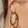 New Trendy Earring 18K Gold Plated Simple Smooth Big Hoop Earrings for Women Stainless Steel Earrings Wholesale