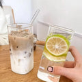 250ml/350ml/450ml Square Juice Milk Cup Hand-blown Lead-free Borosilicate Glass Coffee Cup