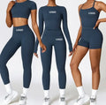 Women's High-Stretch Gym Fitness Sets Custom Logo 5Pcs Workout Athletic Suits Solid Pattern Plus Size