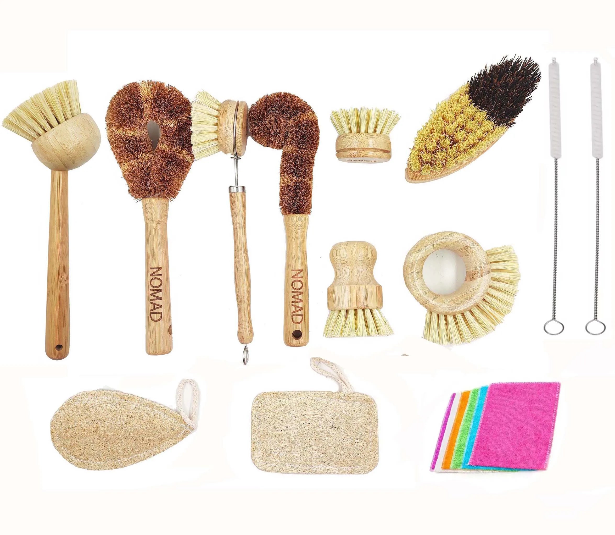 Set of Eco-Friendly Kitchen Cleaning Sisal Brushes Pot Dish Bottle Floor Vegetables Brush for Home Use