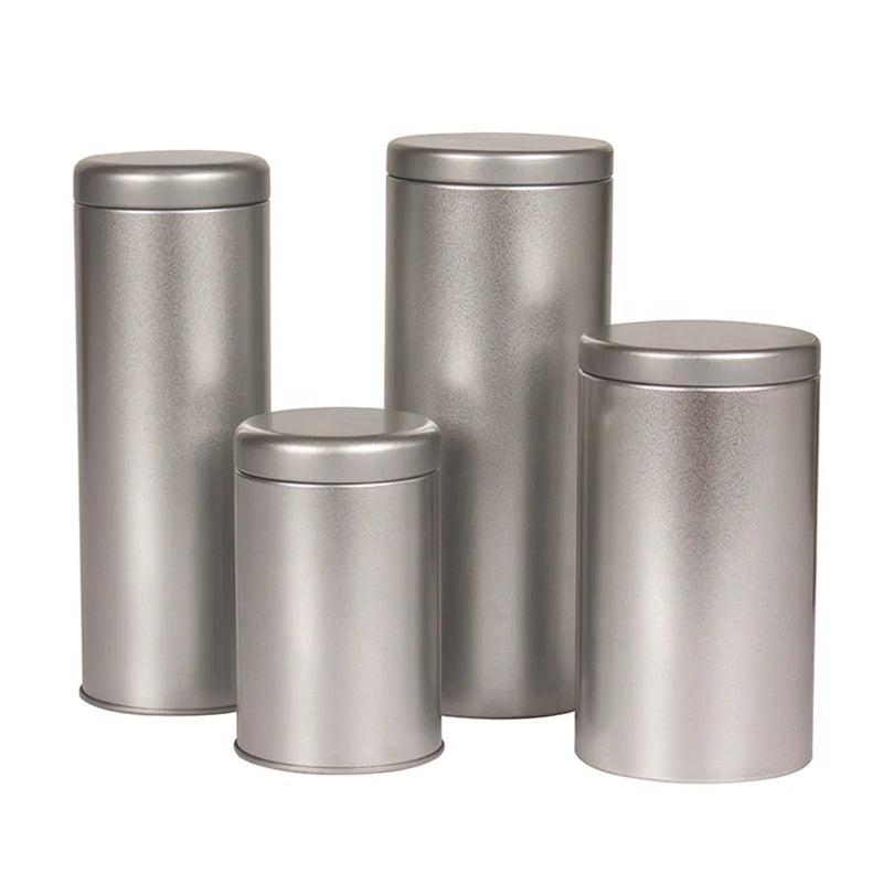 Small Round Rose Gold Coffee Spice Tea Metal Canister Box Tins Cans Mini Silver Red Gold